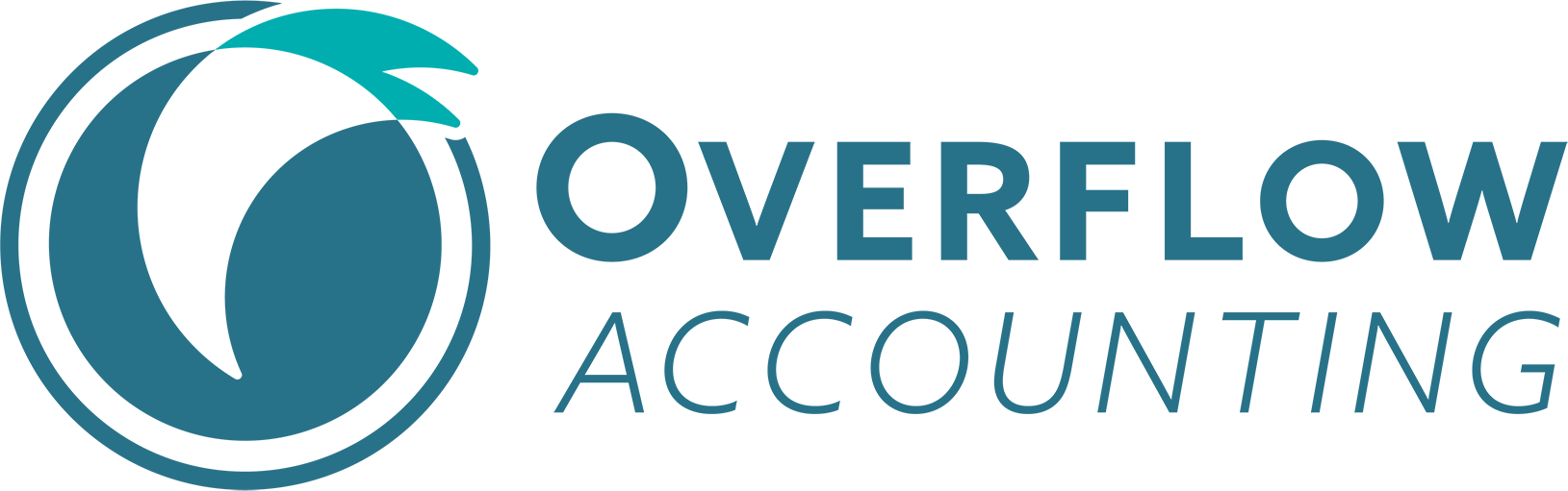 Overflow Accounting Teal and Green Logo